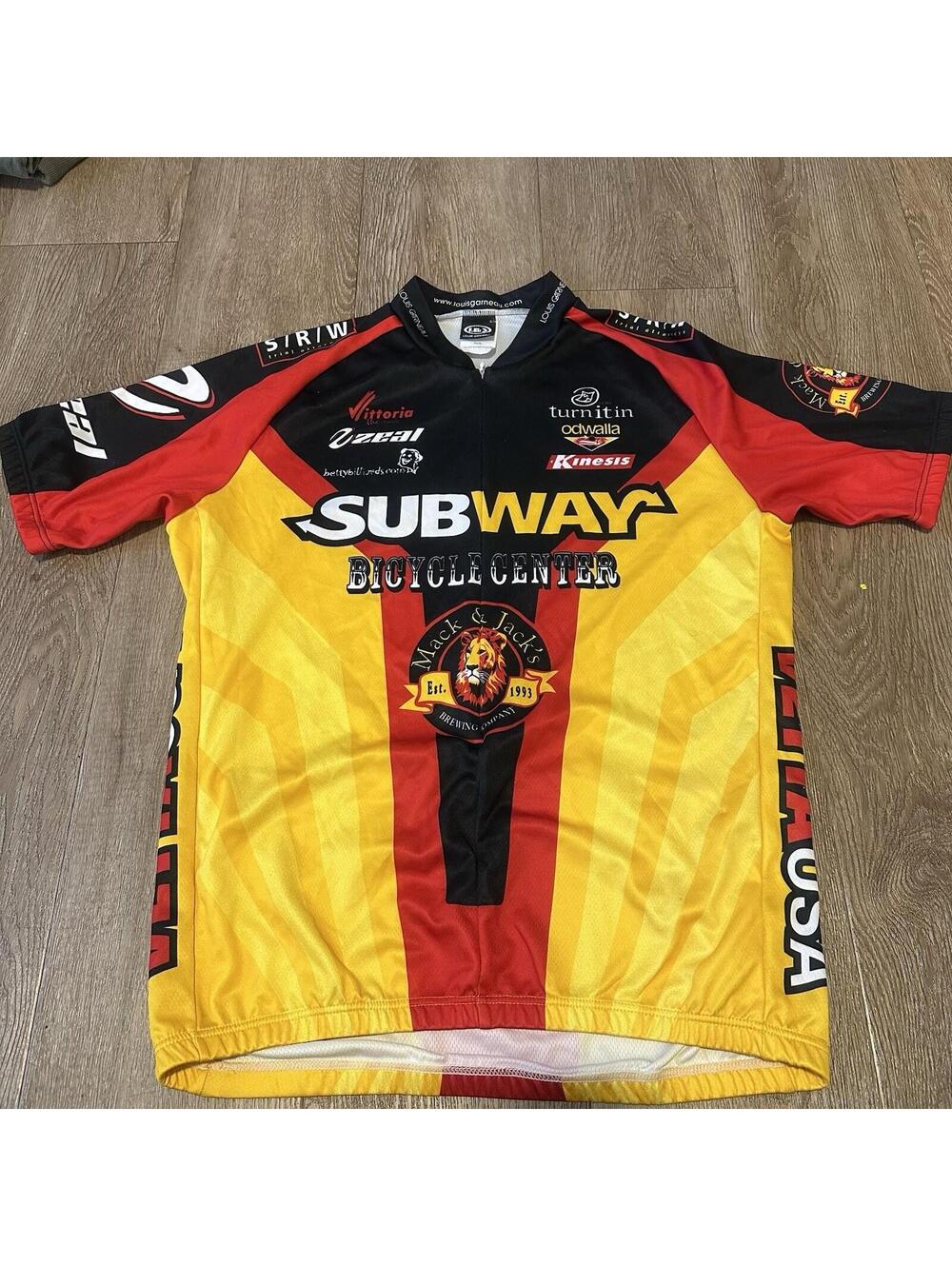 Louis Garneau Cycling Jersey Men's Mack & Jacks 3/4 Zip Large EUC!!       B65